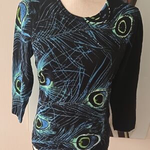 Peacock Feather Patterned Women's Sweater
